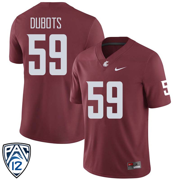 Men #59 Cole Dubots Washington State Cougars College Football Jerseys Sale-Crimson